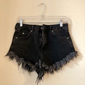 Kiri Moto Frayed Black Topshop Shorts Size 6